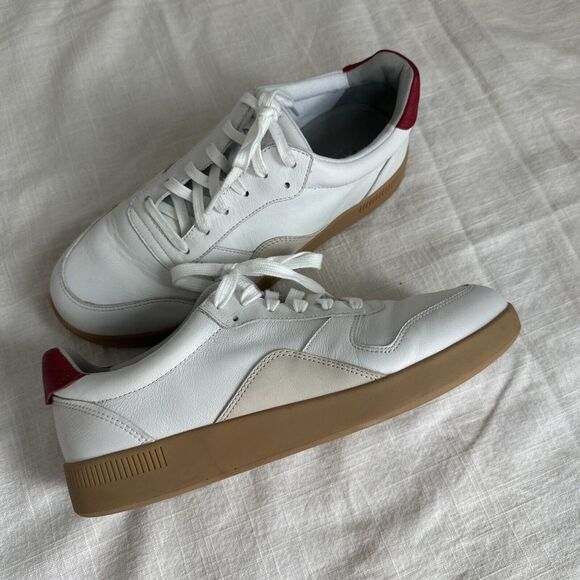 Tread by Everlane Unisex Low Top Leather Athletic Sneakers White Red F9.5 M7.5 - Picture 9 of 9